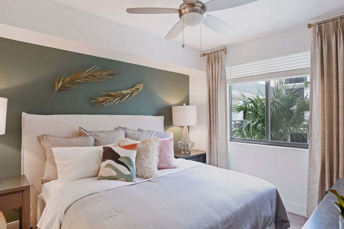 Bedroom with a ceiling fan at Palmera in Doral, Florida