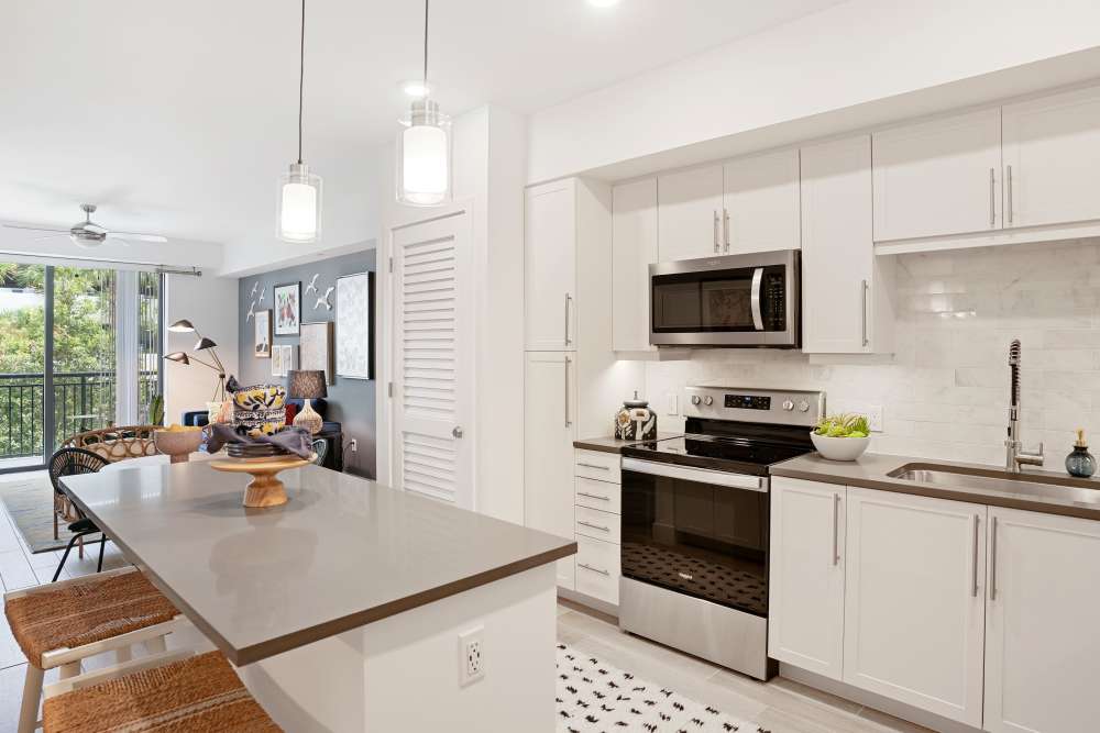 Kitchen with updated cabinets at Palmera in Doral, Florida